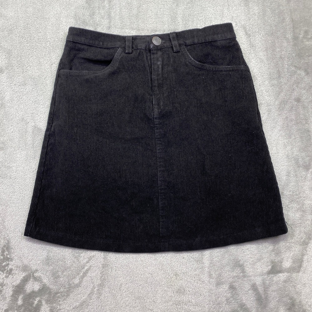 Brandy Melville Black Corduroy‎ A Line Mini Skirt Made in Italy Fits 22" Grunge